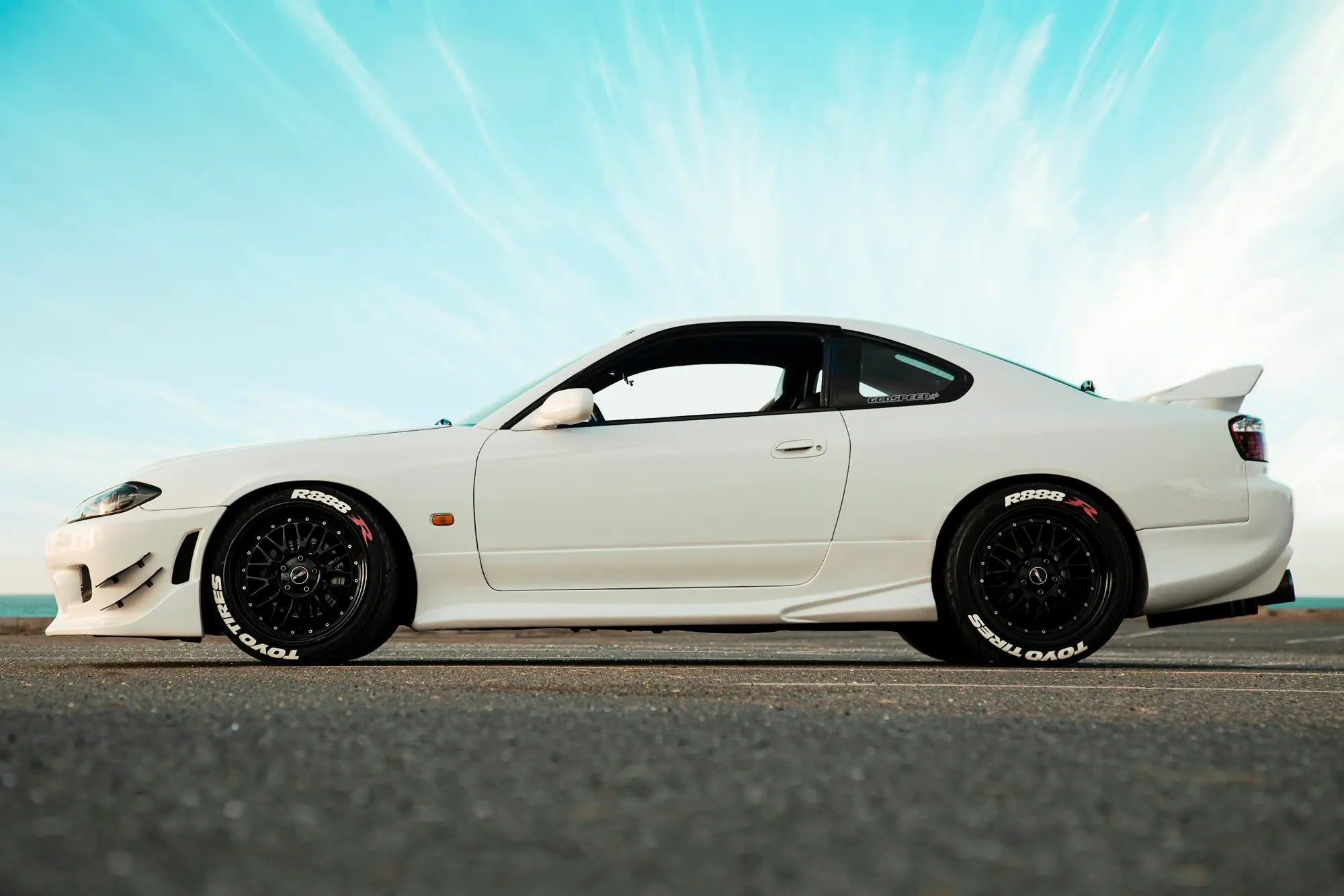 White Nissan Silvia S15 in profile