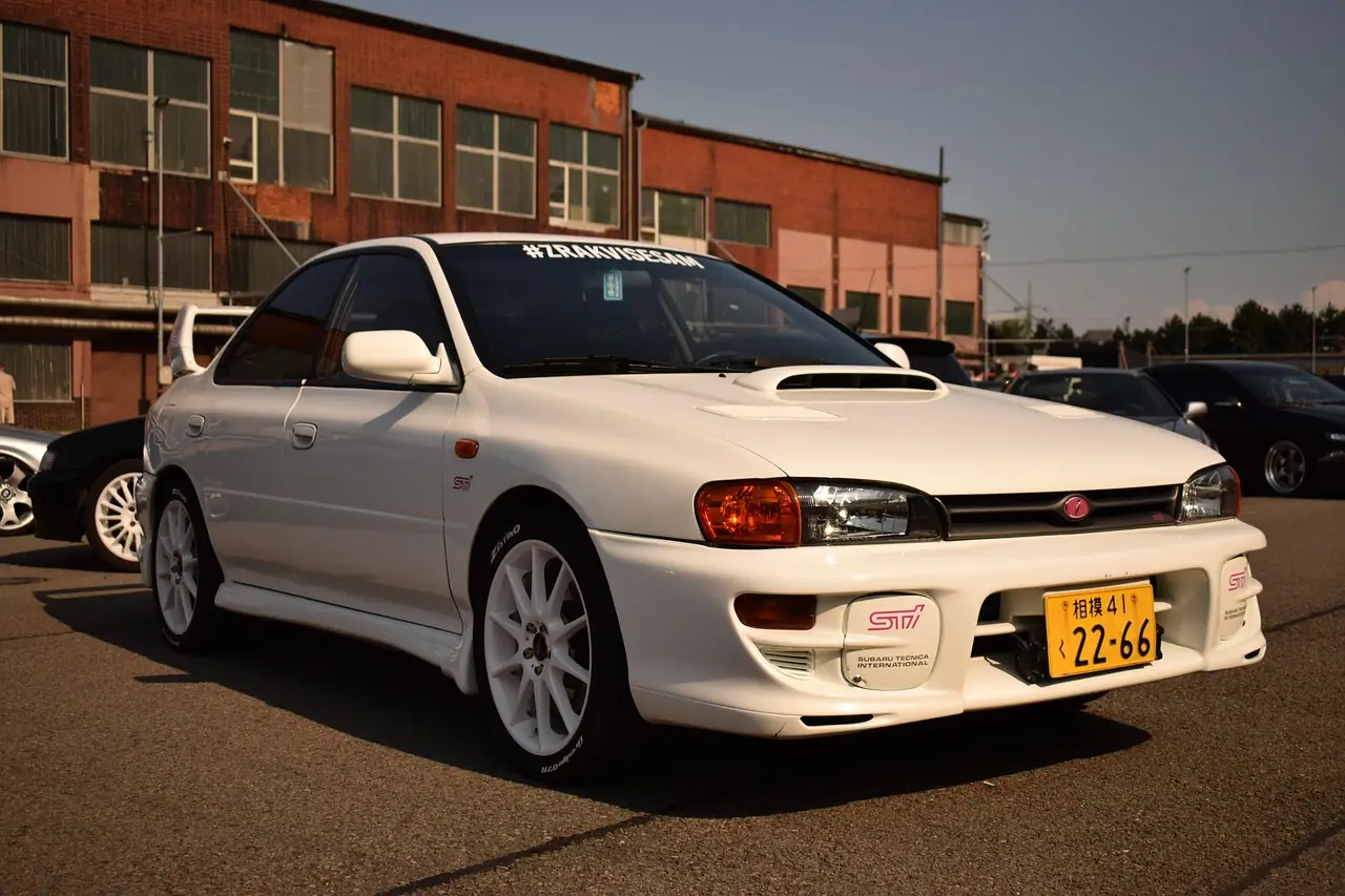 White Subaru Impreza WRX STI GC8 on Japanese plates